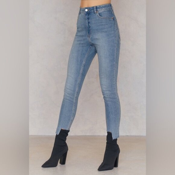 ASOS Cheap Monday Donna Skinny Jeans Dollar Blue  High Rise Waist Denim Size 25 - Picture 2 of 16